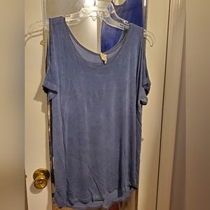 Blue cold shoulder top